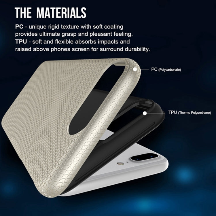 For iPhone 8 Plus & 7 Plus PC + TPU Chrome Plated Press Button Anti-slip Protective Back Cover Case