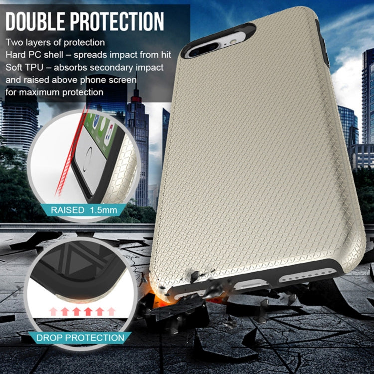 For iPhone 8 Plus & 7 Plus PC + TPU Chrome Plated Press Button Anti-slip Protective Back Cover Case