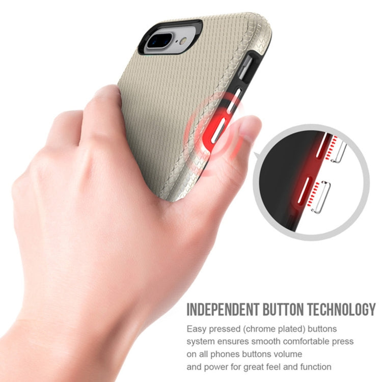 For iPhone 8 Plus & 7 Plus PC + TPU Chrome Plated Press Button Anti-slip Protective Back Cover Case