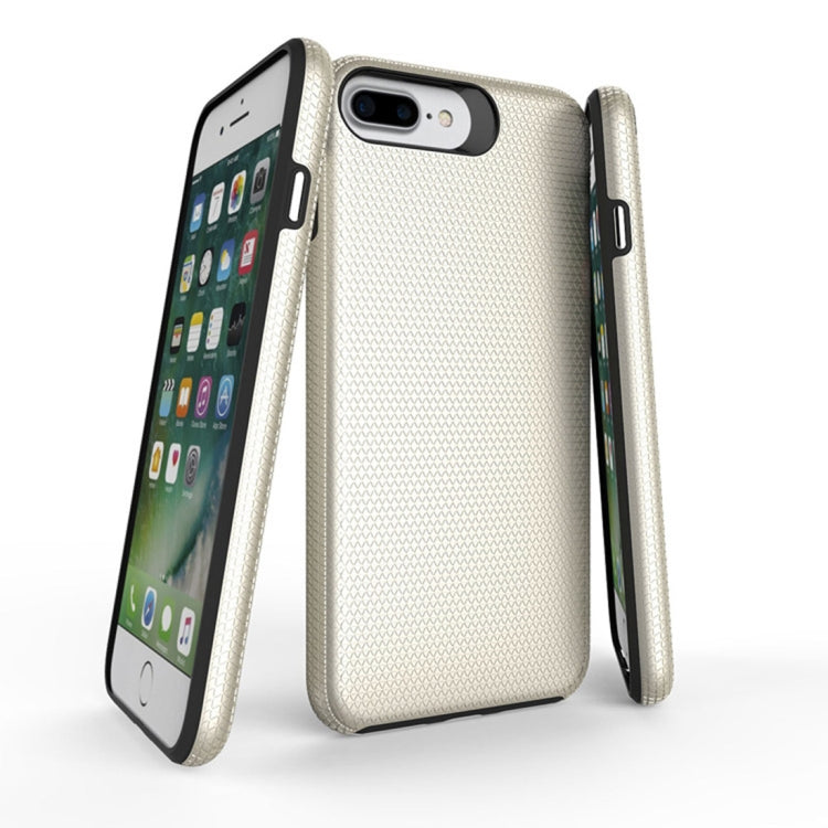 For iPhone 8 Plus & 7 Plus PC + TPU Chrome Plated Press Button Anti-slip Protective Back Cover Case