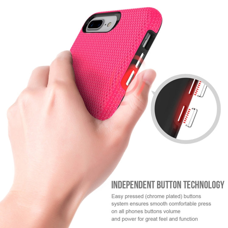 For iPhone 8 Plus & 7 Plus PC + TPU Chrome Plated Press Button Anti-slip Protective Back Cover Case