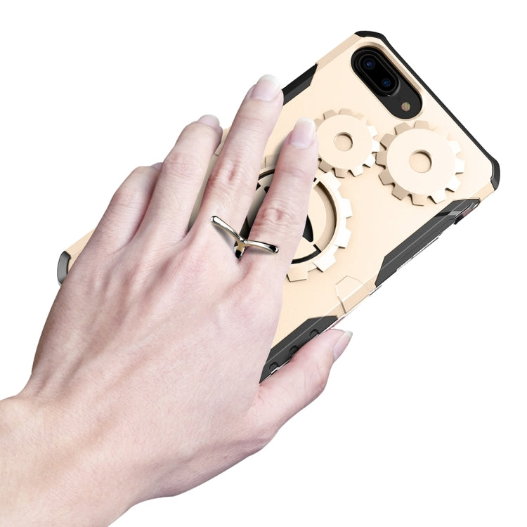 For iPhone 8 Plus & 7 Plus   Gearwheel Style TPU + PC Multi-function Outdoor Sports Protective Back Cover Case With 360 Degree Rotatable Holder & Armband