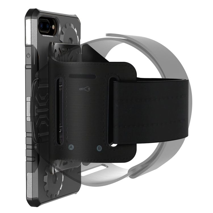 For iPhone 8 Plus & 7 Plus   Gearwheel Style TPU + PC Multi-function Outdoor Sports Protective Back Cover Case With 360 Degree Rotatable Holder & Armband