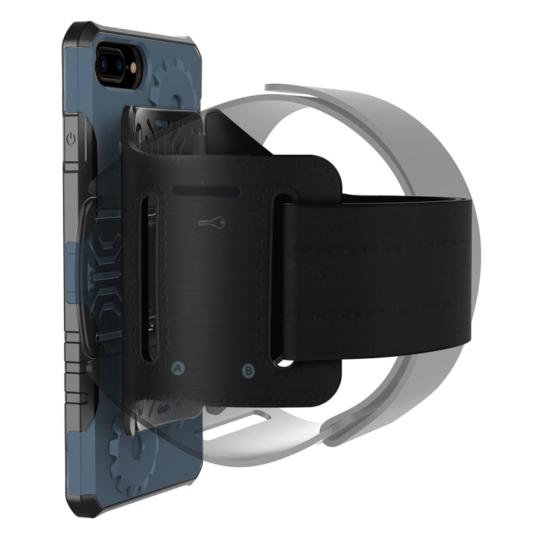 For iPhone 8 Plus & 7 Plus   Gearwheel Style TPU + PC Multi-function Outdoor Sports Protective Back Cover Case With 360 Degree Rotatable Holder & Armband