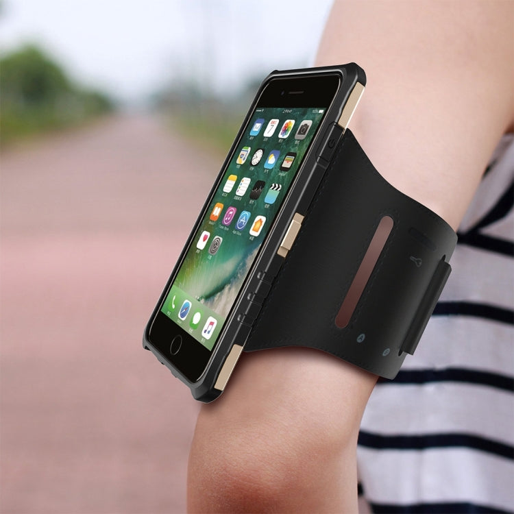For iPhone 8 Plus & 7 Plus   Gearwheel Style TPU + PC Multi-function Outdoor Sports Protective Back Cover Case With 360 Degree Rotatable Holder & Armband