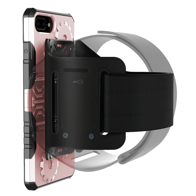 For iPhone 8 Plus & 7 Plus   Gearwheel Style TPU + PC Multi-function Outdoor Sports Protective Back Cover Case With 360 Degree Rotatable Holder & Armband