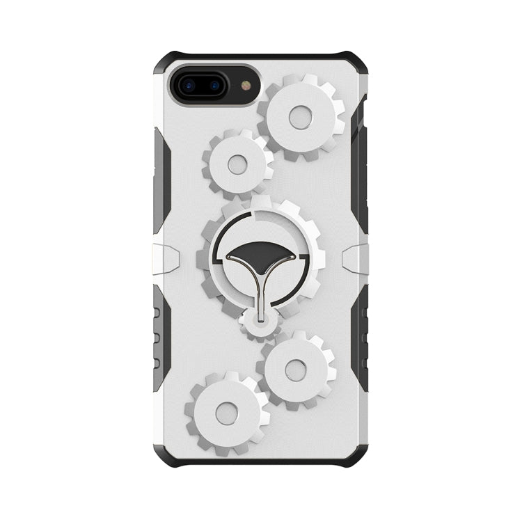 For iPhone 8 Plus & 7 Plus   Gearwheel Style TPU + PC Multi-function Outdoor Sports Protective Back Cover Case With 360 Degree Rotatable Holder & Armband