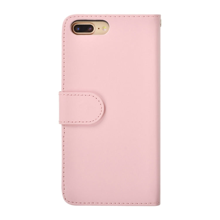 For iPhone 8 Plus & 7 Plus   Plain Weave Texture Horizontal Flip Leather Case with Card Slots & Wallet & Lanyard