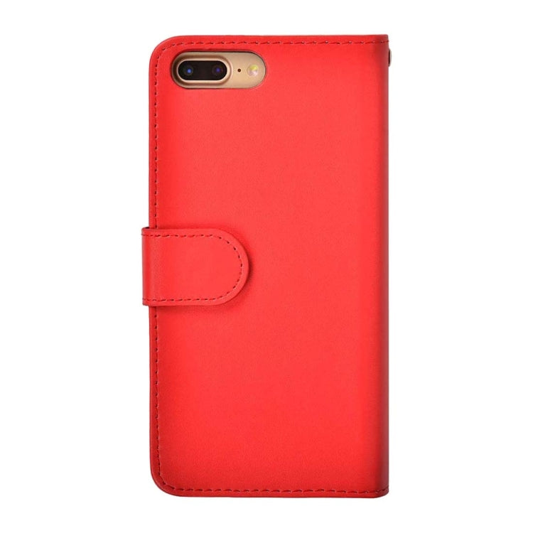 For iPhone 8 Plus & 7 Plus   Plain Weave Texture Horizontal Flip Leather Case with Card Slots & Wallet & Lanyard