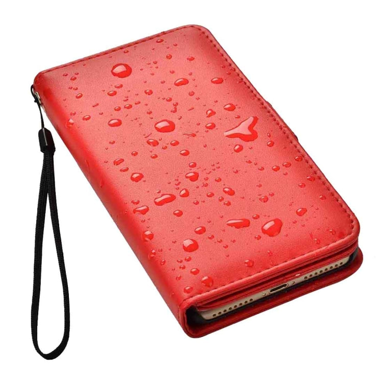 For iPhone 8 Plus & 7 Plus   Plain Weave Texture Horizontal Flip Leather Case with Card Slots & Wallet & Lanyard