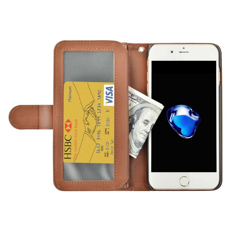For iPhone 8 Plus & 7 Plus   Plain Weave Texture Horizontal Flip Leather Case with Card Slots & Wallet & Lanyard