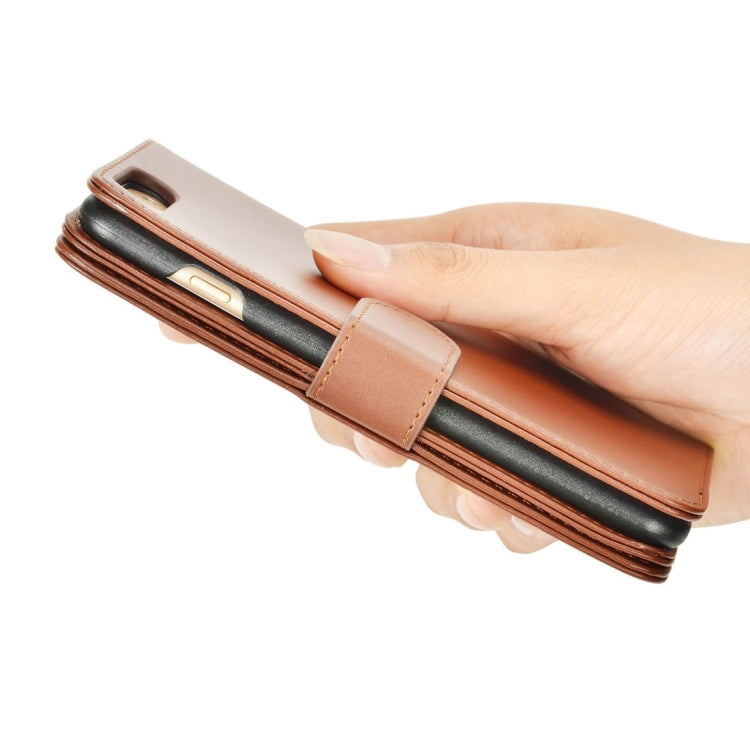 For iPhone 8 Plus & 7 Plus   Plain Weave Texture Horizontal Flip Leather Case with Card Slots & Wallet & Lanyard