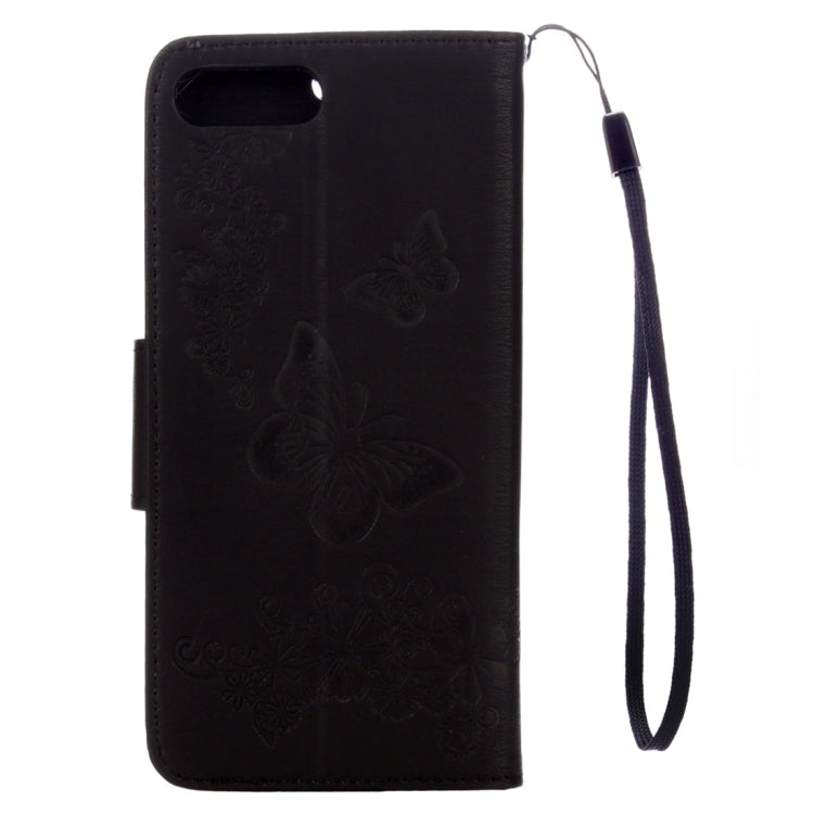 For iPhone 8 Plus & 7 Plus   Butterflies Embossing Horizontal Flip Leather Case with Holder & Card Slots & Wallet & Lanyard