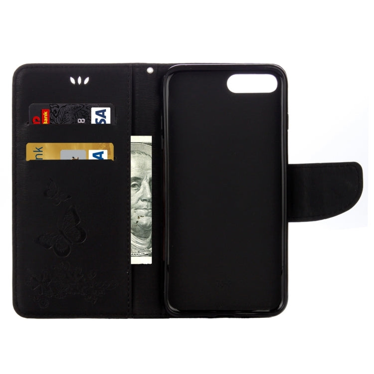 For iPhone 8 Plus & 7 Plus   Butterflies Embossing Horizontal Flip Leather Case with Holder & Card Slots & Wallet & Lanyard