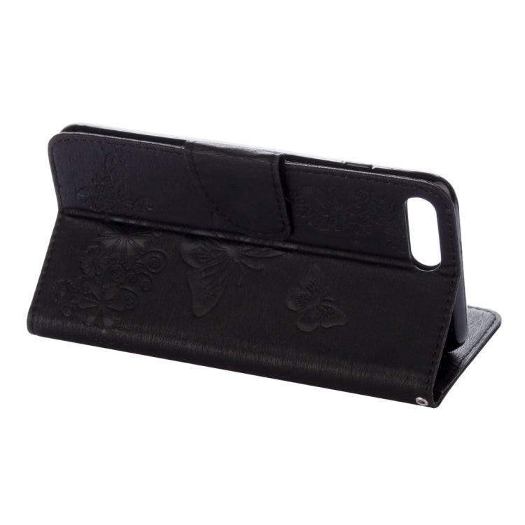 For iPhone 8 Plus & 7 Plus   Butterflies Embossing Horizontal Flip Leather Case with Holder & Card Slots & Wallet & Lanyard