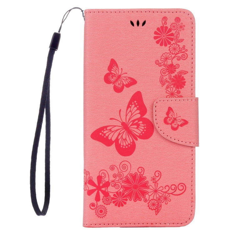For iPhone 8 Plus & 7 Plus   Butterflies Embossing Horizontal Flip Leather Case with Holder & Card Slots & Wallet & Lanyard