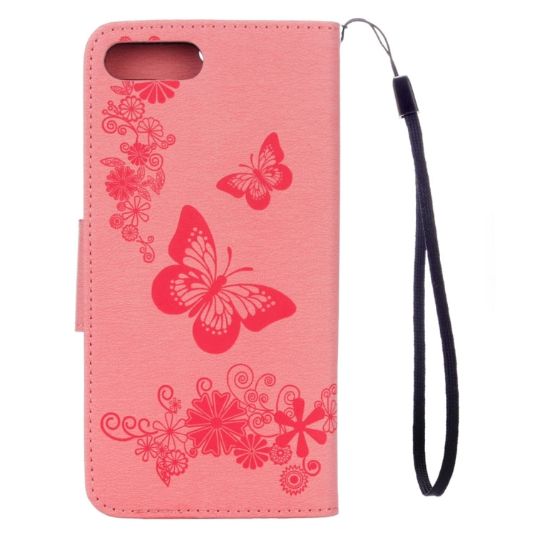 For iPhone 8 Plus & 7 Plus   Butterflies Embossing Horizontal Flip Leather Case with Holder & Card Slots & Wallet & Lanyard
