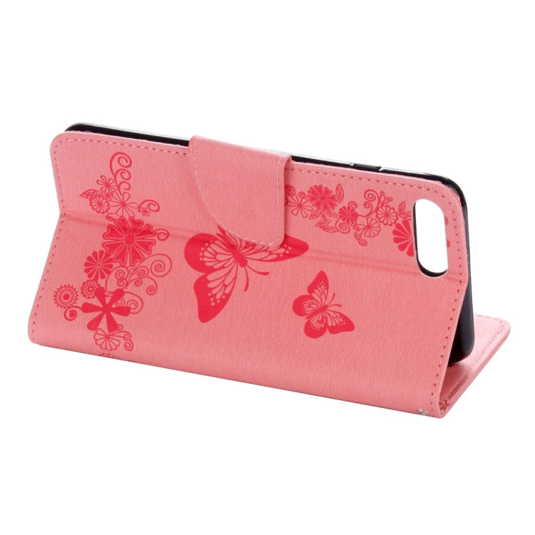 For iPhone 8 Plus & 7 Plus   Butterflies Embossing Horizontal Flip Leather Case with Holder & Card Slots & Wallet & Lanyard