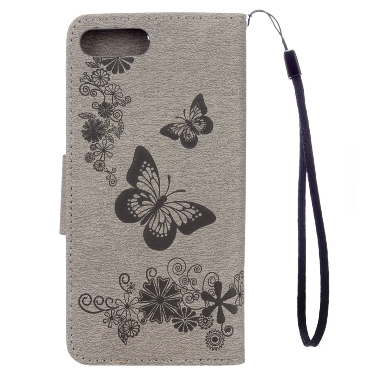 For iPhone 8 Plus & 7 Plus   Butterflies Embossing Horizontal Flip Leather Case with Holder & Card Slots & Wallet & Lanyard