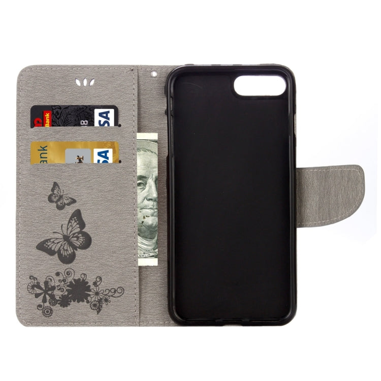 For iPhone 8 Plus & 7 Plus   Butterflies Embossing Horizontal Flip Leather Case with Holder & Card Slots & Wallet & Lanyard