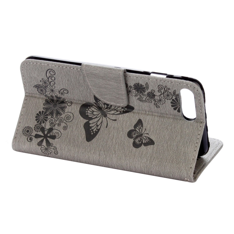 For iPhone 8 Plus & 7 Plus   Butterflies Embossing Horizontal Flip Leather Case with Holder & Card Slots & Wallet & Lanyard