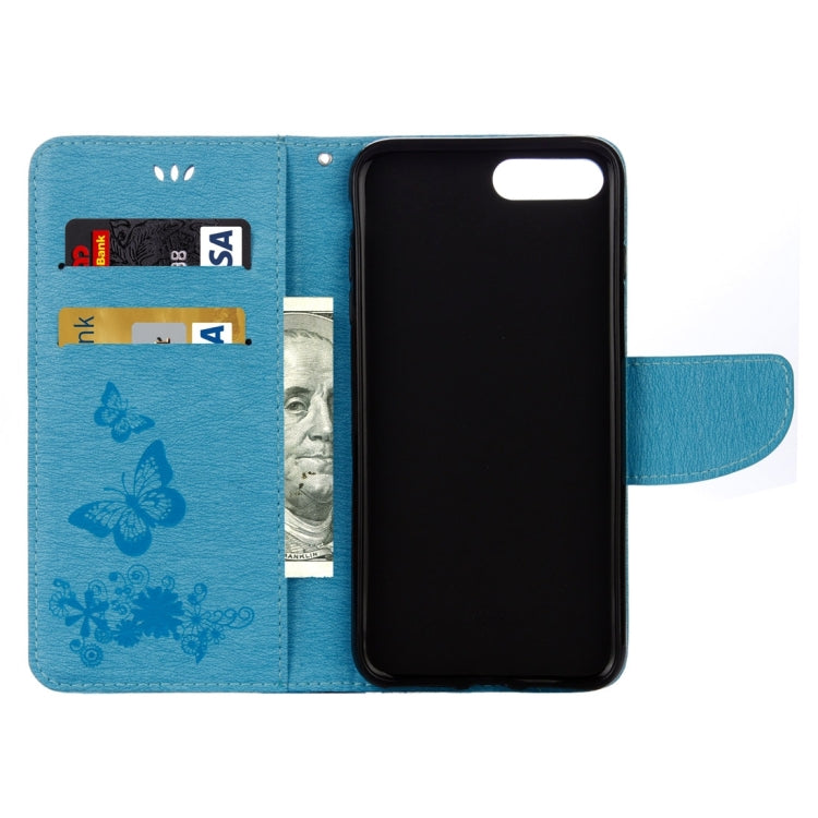 For iPhone 8 Plus & 7 Plus   Butterflies Embossing Horizontal Flip Leather Case with Holder & Card Slots & Wallet & Lanyard