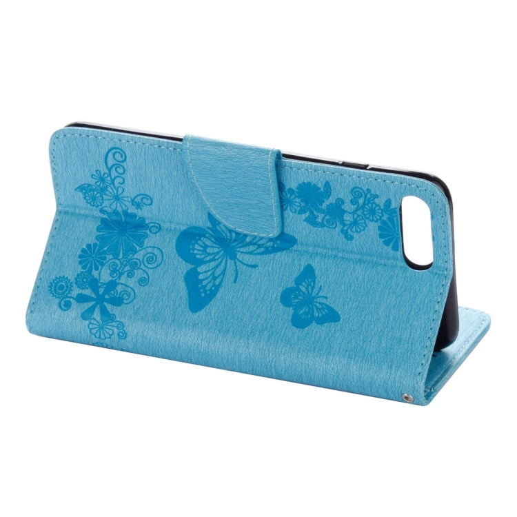 For iPhone 8 Plus & 7 Plus   Butterflies Embossing Horizontal Flip Leather Case with Holder & Card Slots & Wallet & Lanyard