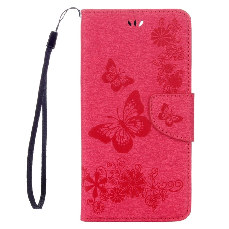 For iPhone 8 Plus & 7 Plus   Butterflies Embossing Horizontal Flip Leather Case with Holder & Card Slots & Wallet & Lanyard