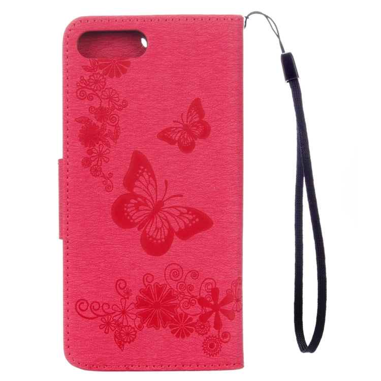 For iPhone 8 Plus & 7 Plus   Butterflies Embossing Horizontal Flip Leather Case with Holder & Card Slots & Wallet & Lanyard