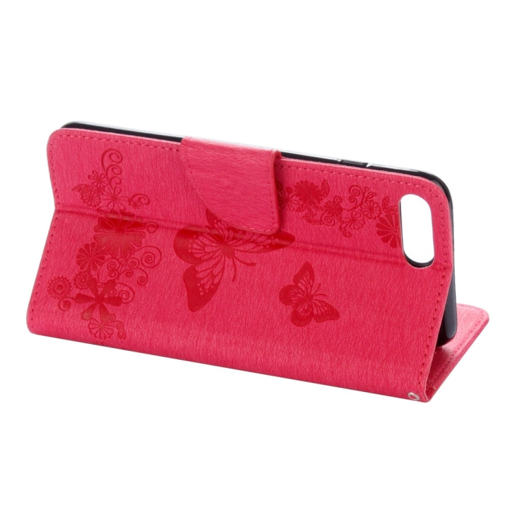 For iPhone 8 Plus & 7 Plus   Butterflies Embossing Horizontal Flip Leather Case with Holder & Card Slots & Wallet & Lanyard