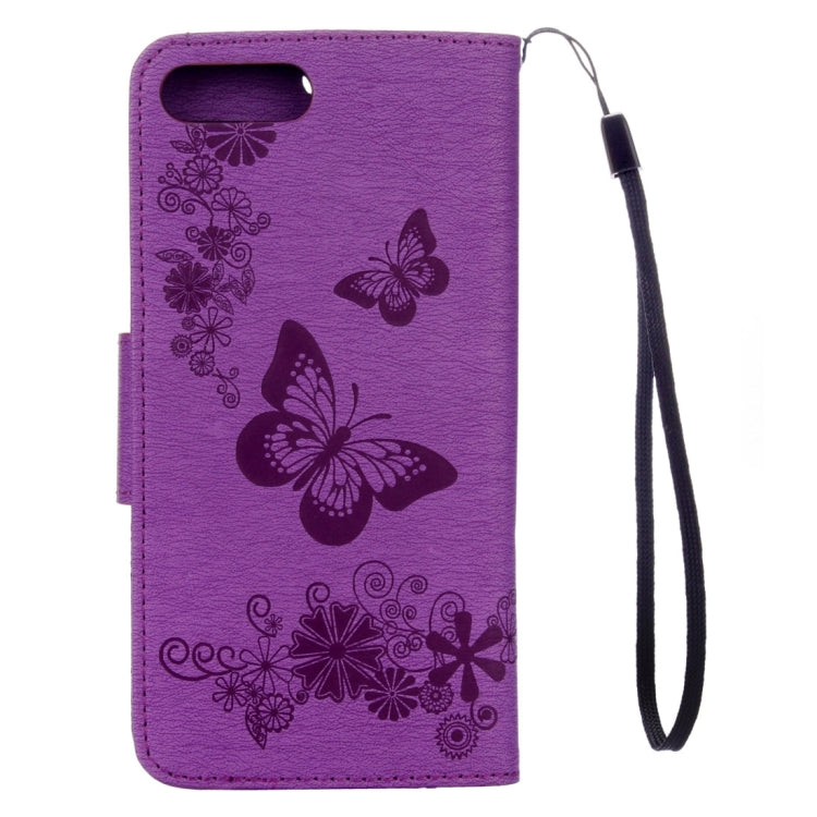 For iPhone 8 Plus & 7 Plus   Butterflies Embossing Horizontal Flip Leather Case with Holder & Card Slots & Wallet & Lanyard