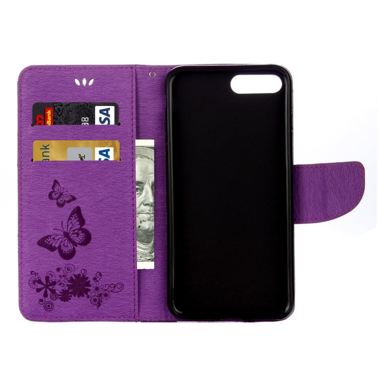 For iPhone 8 Plus & 7 Plus   Butterflies Embossing Horizontal Flip Leather Case with Holder & Card Slots & Wallet & Lanyard