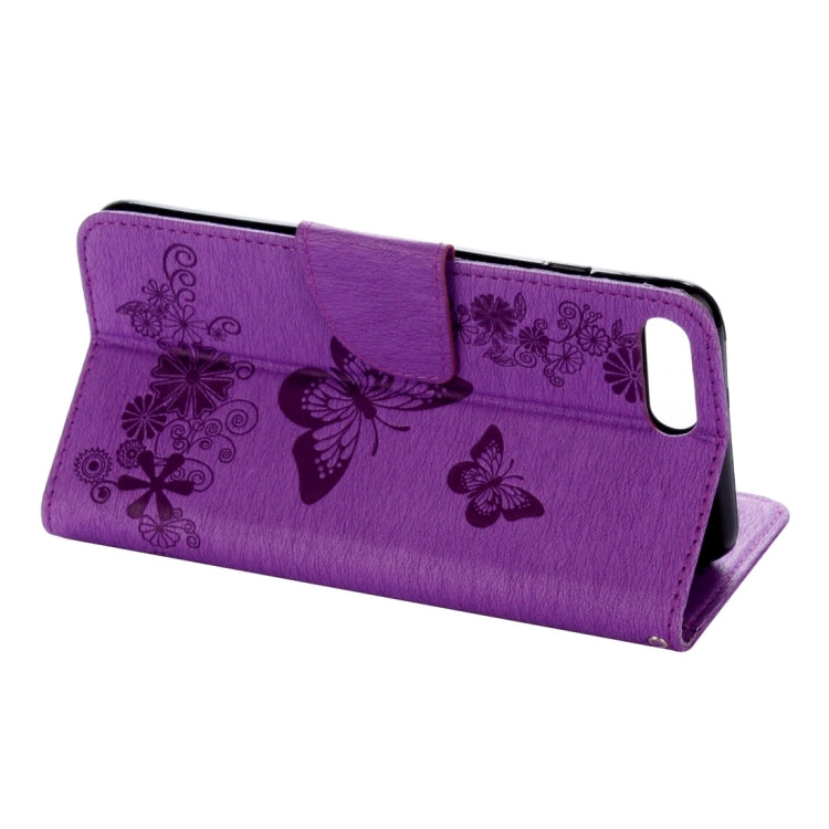 For iPhone 8 Plus & 7 Plus   Butterflies Embossing Horizontal Flip Leather Case with Holder & Card Slots & Wallet & Lanyard