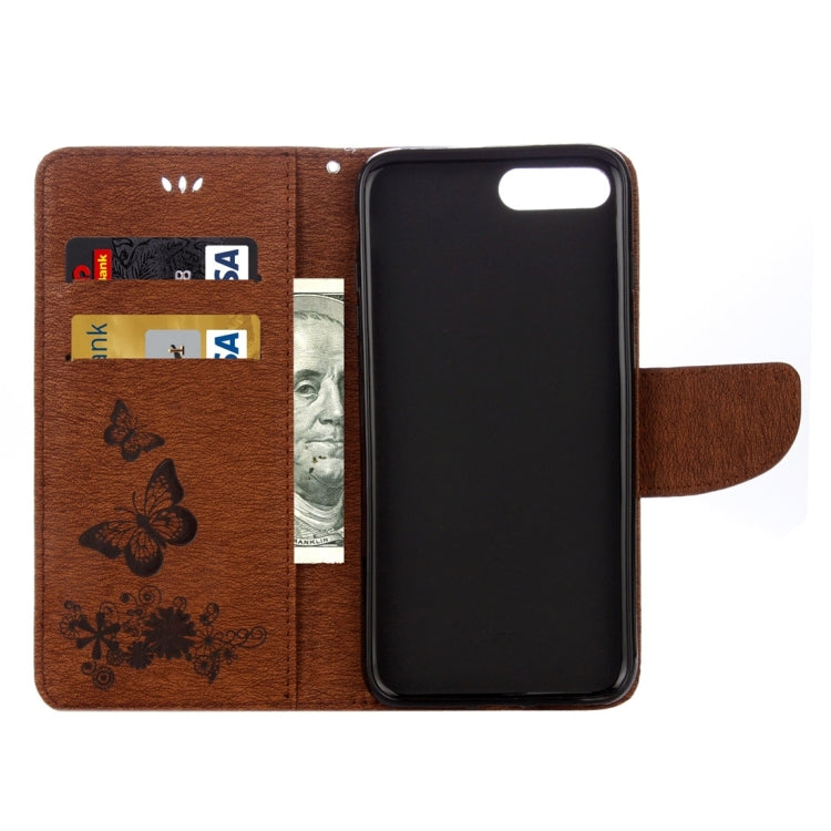 For iPhone 8 Plus & 7 Plus   Butterflies Embossing Horizontal Flip Leather Case with Holder & Card Slots & Wallet & Lanyard
