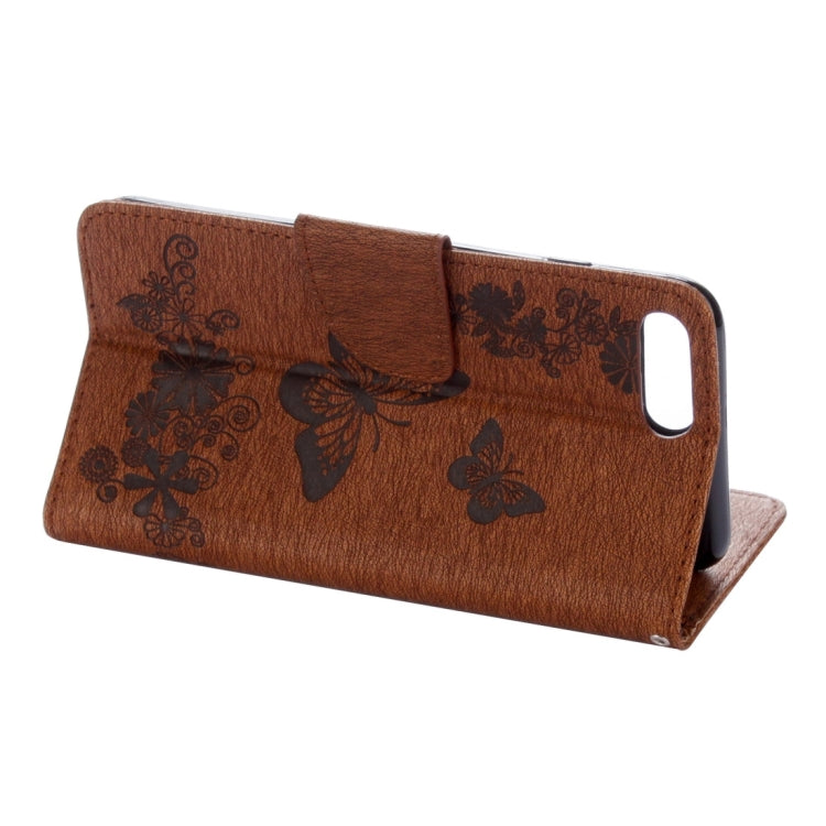For iPhone 8 Plus & 7 Plus   Butterflies Embossing Horizontal Flip Leather Case with Holder & Card Slots & Wallet & Lanyard