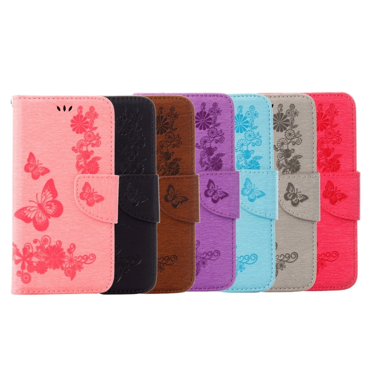 For iPhone 8 Plus & 7 Plus   Butterflies Embossing Horizontal Flip Leather Case with Holder & Card Slots & Wallet & Lanyard