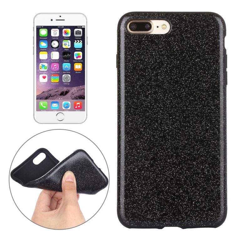 For iPhone 8 Plus & 7 Plus   Glitter Powder PU Paste Skin Soft TPU Protective Case
