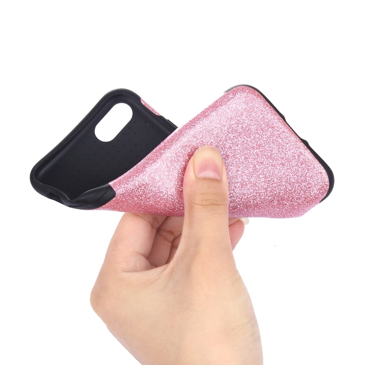 For iPhone 8 Plus & 7 Plus   Glitter Powder PU Paste Skin Soft TPU Protective Case