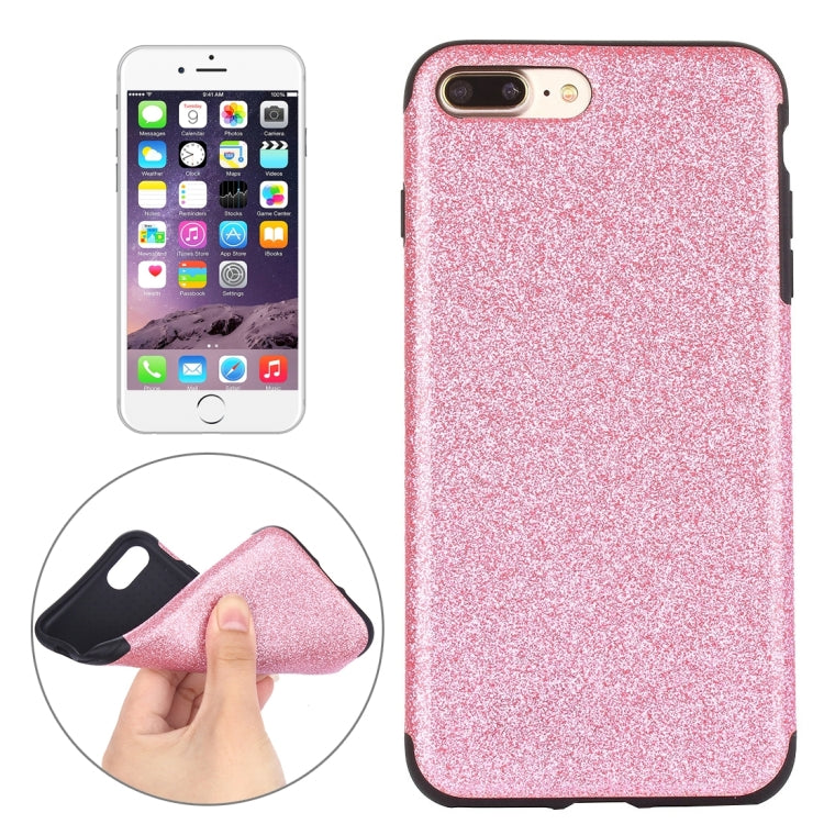 For iPhone 8 Plus & 7 Plus   Glitter Powder PU Paste Skin Soft TPU Protective Case