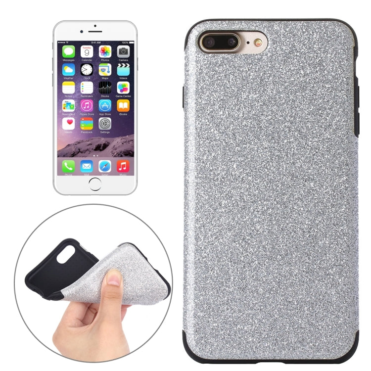 For iPhone 8 Plus & 7 Plus   Glitter Powder PU Paste Skin Soft TPU Protective Case
