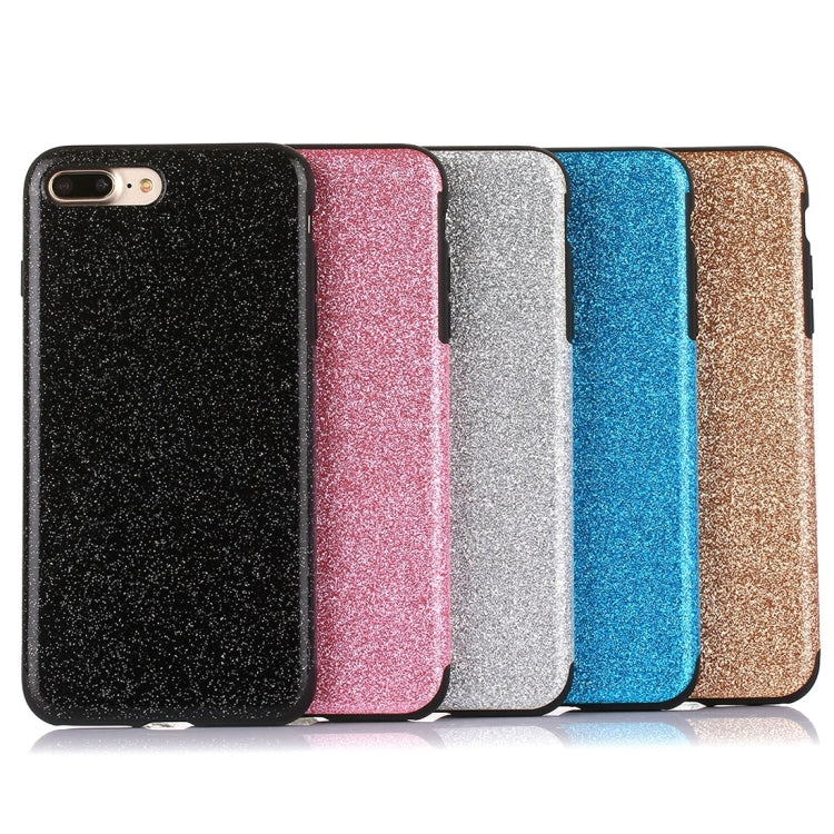 For iPhone 8 Plus & 7 Plus   Glitter Powder PU Paste Skin Soft TPU Protective Case