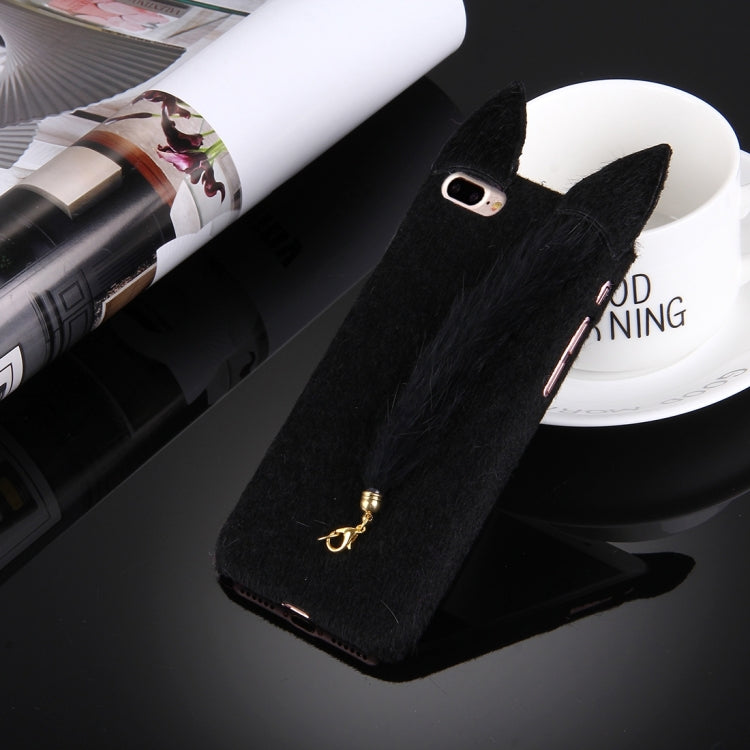 For iPhone 8 Plus & 7 Plus   Fox Plush Cloth Cover PC Protective Case