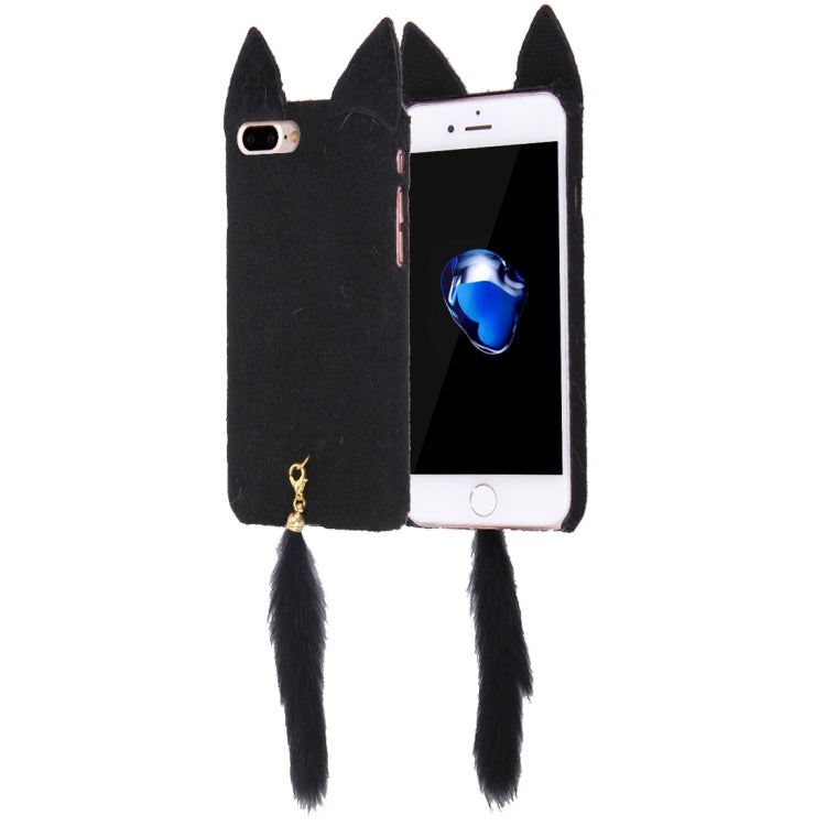 For iPhone 8 Plus & 7 Plus   Fox Plush Cloth Cover PC Protective Case