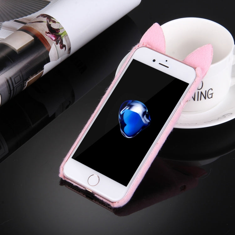 For iPhone 8 Plus & 7 Plus   Fox Plush Cloth Cover PC Protective Case