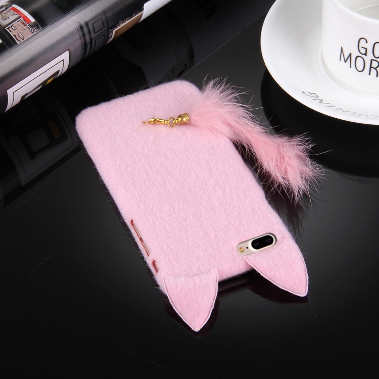 For iPhone 8 Plus & 7 Plus   Fox Plush Cloth Cover PC Protective Case