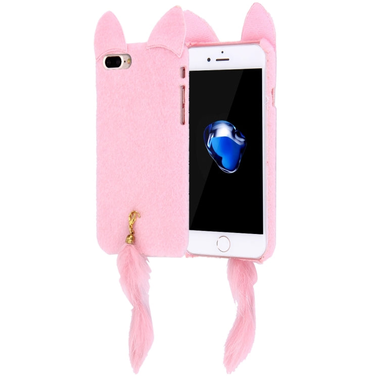 For iPhone 8 Plus & 7 Plus   Fox Plush Cloth Cover PC Protective Case