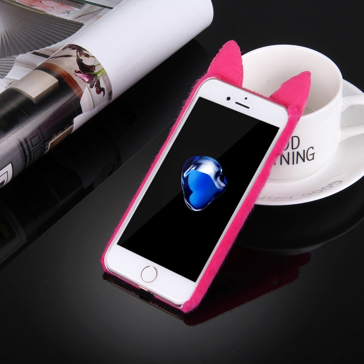 For iPhone 8 Plus & 7 Plus   Fox Plush Cloth Cover PC Protective Case