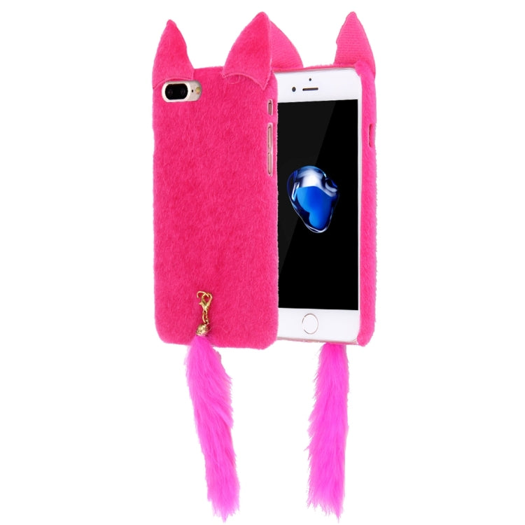 For iPhone 8 Plus & 7 Plus   Fox Plush Cloth Cover PC Protective Case