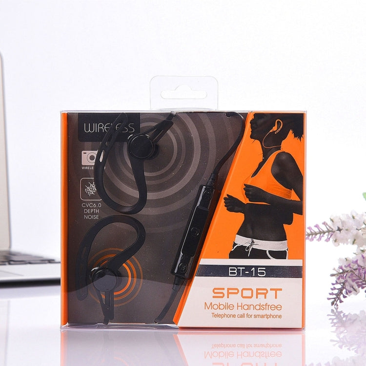 BT-15 Wireless Bluetooth In-ear Headphone Sports Mobile Handsfree Telephone Call Headset with Microphones, For Smartphone, Built-in Bluetooth Wireless Transmission, Transmission Distance: within 10m
