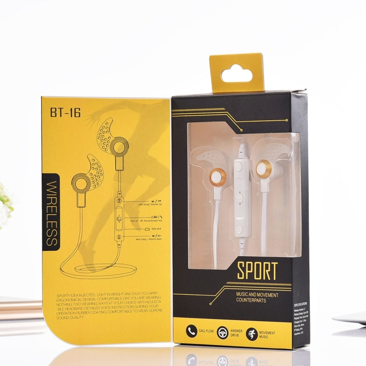 BT-16 Wireless Bluetooth In-ear Headphone Sports Music and Movement Counterparts Headset with Microphones, For Smartphone, Built-in Bluetooth Wireless Transmission, Transmission Distance: within 10m
